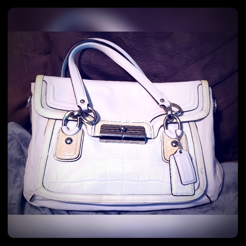 Cream leather coach handbag